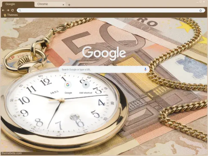 Golden luxury pocket watch Chrome Theme